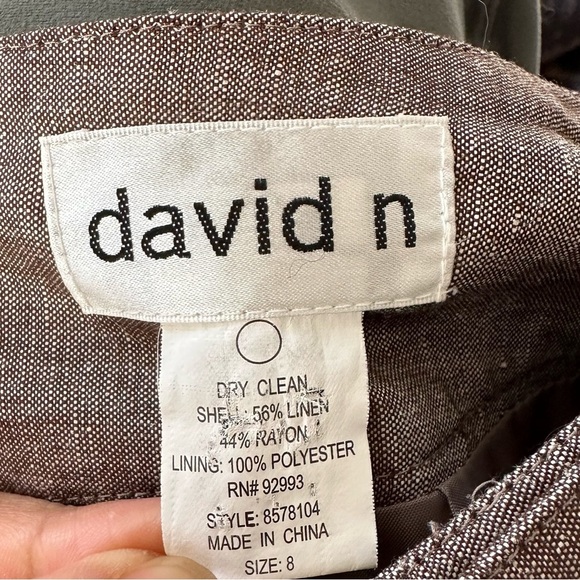 David N  Brown Linen Blend Crop Wide‎ Leg Pant Size: 8 - Picture 4 of 12